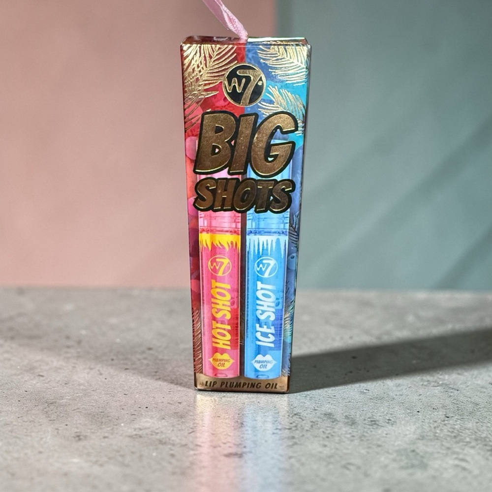 W7 Big Shots Hot Shot & Ice Shot Lip Plumping Oil Duo - Pink & Blue